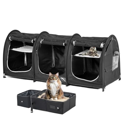 Portable Three-Compartment Cat Cage