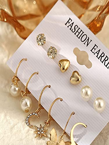Image of Shining Diva Fashion Stylish Combo Design 6 Pairs Metal Earrings for Women and Girls (F12787er)