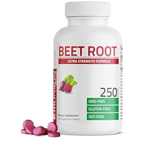Bronson Beet Root Extra Strength (Equivalent to 2000mg Beet Root per Serving from 500mg 4:1 Extract), Non-GMO, 250 Vegetarian Tablets
