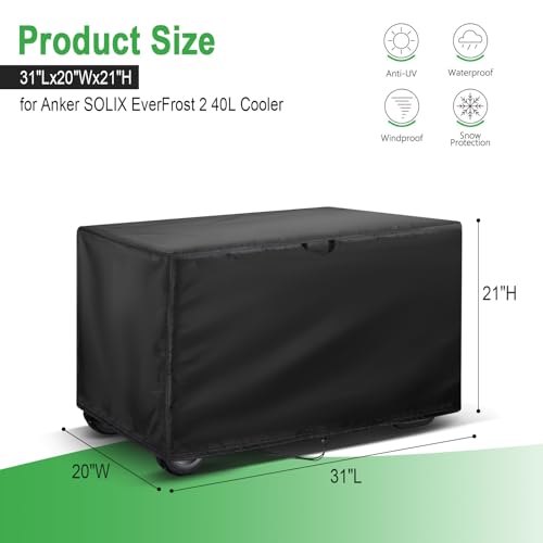 Image of Electric Cooler Cover for Anker SOLIX EverFrost,500D Car Refrigerator Cover Waterproof 31x20x21 inch-for EverFrost 2 40L
