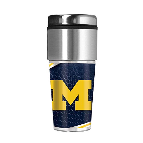 Michigan Wolverines 16 oz Travel Tumbler with Metallic Honeycomb Design Wrap