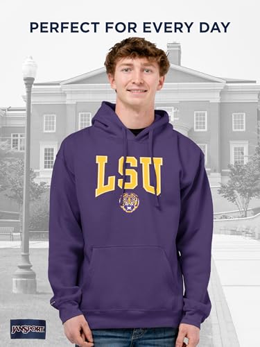 Image of JanSport NCAA Officially Licensed Rival Hoodie, Long Sleeve Unisex Sweatshirt, Cotton-Polyester Blend, Double-Layered Hood