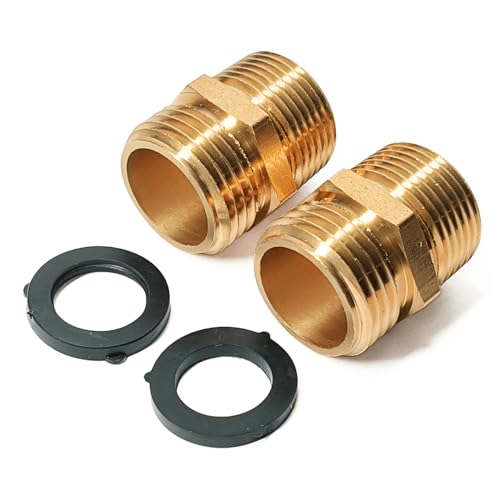 SARANICE 3/4 NPT Male to 3/4 GHT Male Garden Hose Adapter No Leak Brass GHT to Npt Adapter Suitable for Garden Hoses Water Hoses Outdoor Pipes(2 Pack)