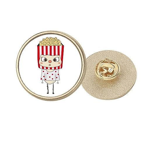 Broche ronde en métal doré pour popcorn et nourriture, taille M