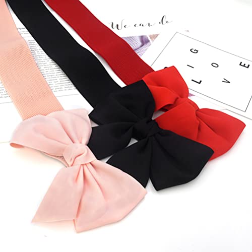 Women's Cute Bow Wide Elastic Waist Belt Casual Bowknot Dress Cinch Belts for Dress Corset Waistband3