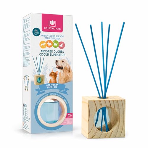 Cristalinas Pet Odour Eliminating Reed Diffuser Fresh Air Scent - 30ml Air Freshener for Home - Lasts upto 4 weeks - Reed Diffuser for Home Blue