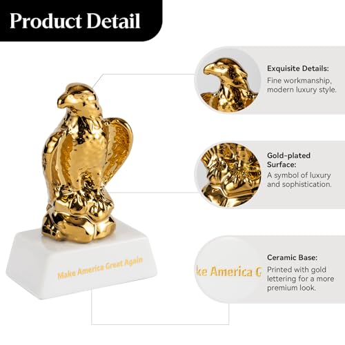 Figura Decorativa Águila Cerámica Dorada 7.25 in miniatura 3