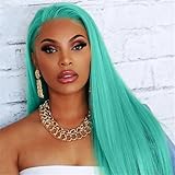ORIGEN Green Lace Front Wigs with Baby Hair for Black Women Human Hair Pre Plucked Straight Colored 13x6 Lace Frontal Glueless Wig 26 Inch 180% Density