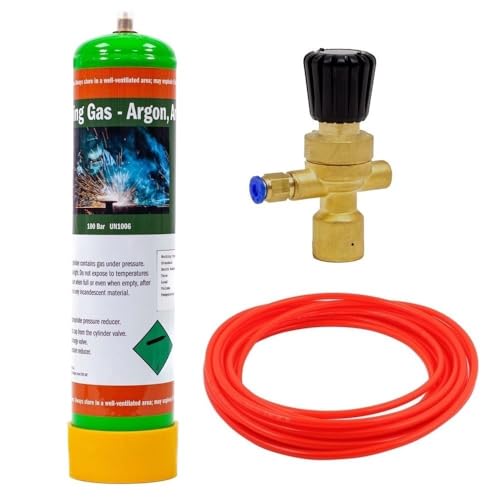Argon CO2 Disposable Gas Mix Bottle KIT MIG TIG Welding w/MINI Regulator + Hose (Argon 100%)