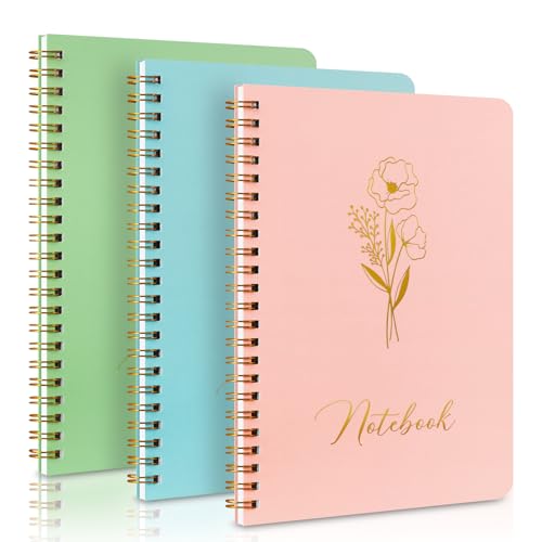 Lanpn Cuadernos de Espiral Rayado 3 Unidades, Libreta de Anillas, Raya de Sprial Notebook 20 x 14 cm, Notepad para Tomar Notas Trabajo Escuela Oficina Mujer Hombre