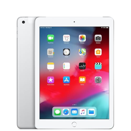 Image of Apple iPad (6th Generation, 9.7-inch, 2018), 32GB, Wi-Fi + Cellular, Silver (Renewed)