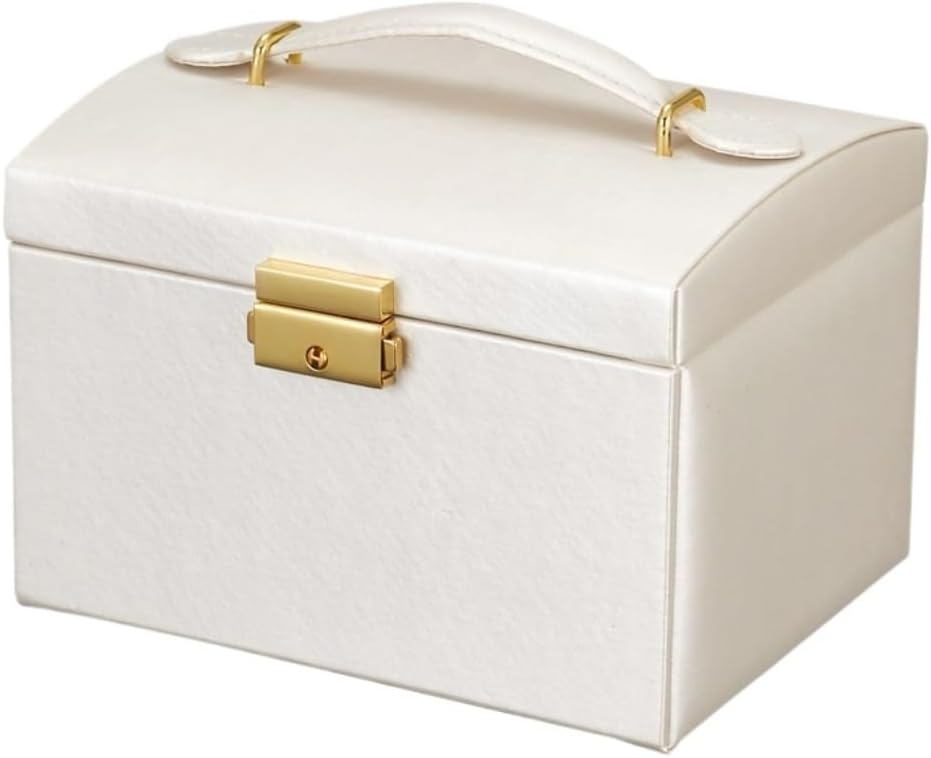 Jewelry Box Jewelry Storage Box Exquisite Double-layer Light Luxury Necklace Bracelet Hand Stud Earring Collection Box Jewellery Box (White A)