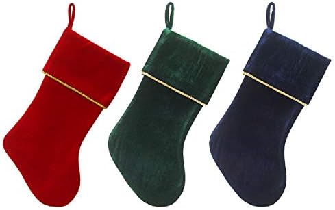 Etistta Classic 20 inch Velvet Christmas Stockings, Christmas Decor Soft Velvet Stockings for Christmas Fireplace Decorations (Red, Navy, Green)
