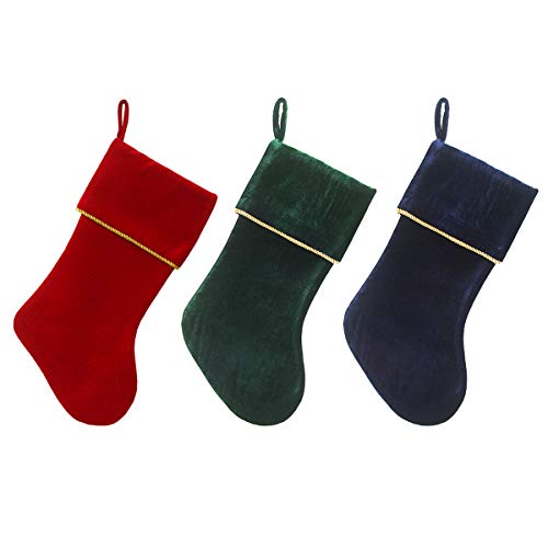 Etistta Classic 20 Inch Velvet Christmas Stockings, Christmas Decor Soft Velvet Stockings For Christmas Fireplace Decorations (Red, Navy, Green) #TOP5