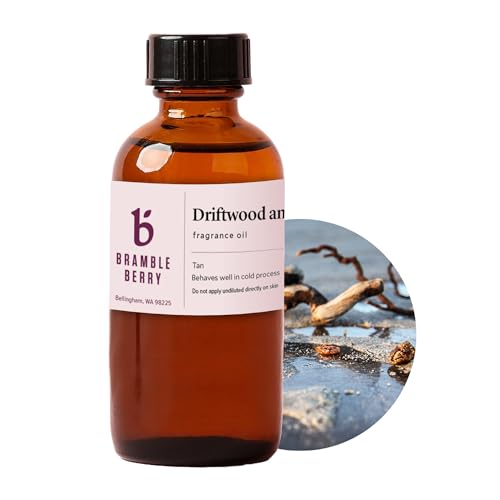 Bramble Berry Driftwood and Amber Fragrance Oil 2 oz | Woodsy Floral Scent with Musk, Rose & Sandalwood for Soap Making, Candles, Bath Bombs & Lotion | Skin Safe, Vegan, Paraben & Phthalate Free