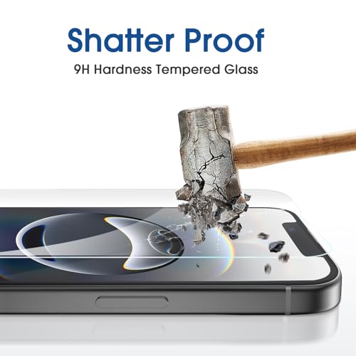 Image of amFilm Auto-Alignment OneTouch for iPhone 17e / iPhone 16e [6.1''] Screen Protector + Camera Lens Protector, Tempered Glass, 30 Seconds Installation, Bubble Free, Case Friendly, Anti-Scratch [2+2 Pack]