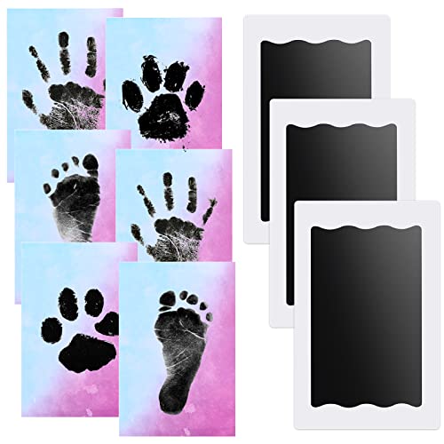Nabance Huella Bebe, Kit 6 Cartas de Impresión a Color y 3 Impresion Huella, Huellas Perro Recuerdo, Huellas Bebe Recien Nacido, No Tóxicas No Mancha, Kit Huella del Pie, Regalo de Bautizo o Recuerdo