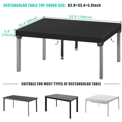 Kovshuiwe 160x90x15cm, schwarze Gartentischabdeckung, Terrassentischabdeckung, Gartenmöbel-Abdeckung, für den Innen- und Außenbereich, wasserdichte Tischdecke, 420D Oxford-Gewebe