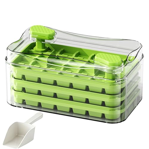 Dual Pressure Ice Cube Tray with Storage Bin and Scoop 3 layers 84Pcs Ices Mold Food - image 1