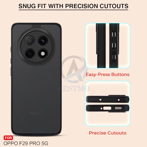 Image of AESTMO Oppo F29 Pro 5G Back Cover | 360 Protection | Matte Frosted Hard Back Translucent | Bumper Case for Oppo F29 Pro 5G (Smoke Black Matte PC+Black TPU Bumber)