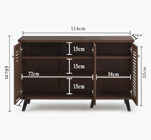 Image of LERIMO 3-Door Engineered Wood Shoe Rack, 6-Tier Wooden Shoe Rack for Entryway, Shoe Storage Cabinet with Doors Adjustable Shelves, Wooden Shoes Rack Organizer (Walnut, 3 Door)