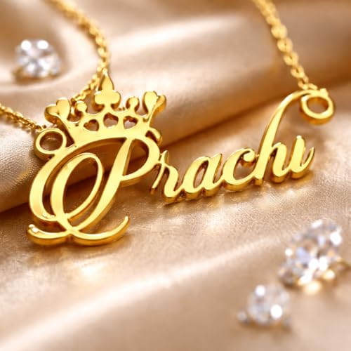 Image of Prachi Cursive Gold & Silver Name Pendant Necklace, Best Jewelry Gift for Girls.