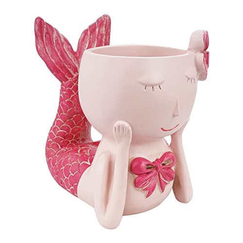 Vase statue de sirène en résine rouge pour égayer votre décoration de maison