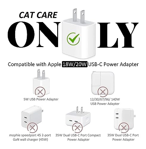 Image of Compatible with iPhone Cute Cat Charger Case Cover | Cartoon Character Silicone Charger Case Cover for 18-20W 360 Degree Full Protection Cover (Pink-Small-Bow)