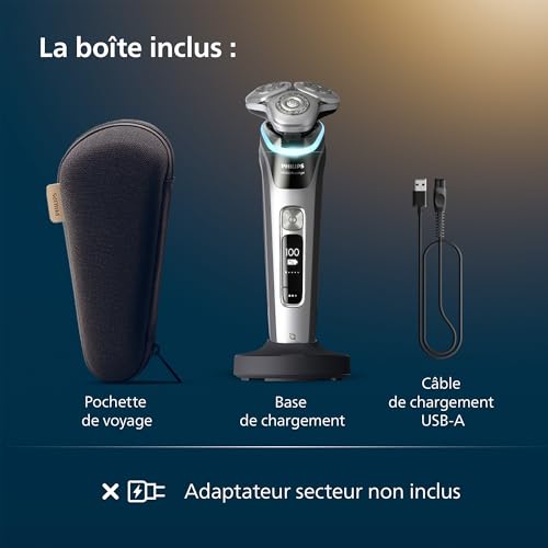 Philips Rasoir i9000 Prestige Rasoir électrique sec et humide Slate Nova avec technologie Skin IQ système Triple Lift & Cut lames rotatives 360 Dual SteelPrecision modèle XP920410 - vue 9