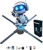 3dHologramFan,19.9' Holographic Projector 592 Pcs Hd Led Beads Projector Advertising Display Support App+Bluetooth Audio+Wifi For Christmas, Halloween,Business,Shop,Holiday with 1500 Video Library