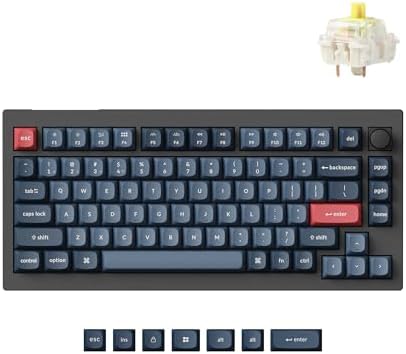 Keychron V1 Max 75% RGB Custom Mechanical Keyboard, 2.4Ghz/Bluetooth 5.1/Wired QMK/VIA Programmable Macro, Hot-Swappable Gateron Jupiter Banana Switch Gasket Mount for Mac Windows Keychron V1 Max 75% RGB Custom Mechanical Keyboard, 2.4Ghz/Bluetooth 5.1/Wired QMK/VIA Programmable Macro, Hot-Swappable Gateron Jupiter Banana Switch Gasket Mount for Mac Windows