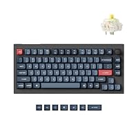 Keychron V1 Max Wireless Mechanical Keyboard 75% Layout, Hot-Swappable Gateron Jupiter Banana Switch, Tri-Mode (2.4G/Bluetooth/Wired), RGB Backlight, Programmable via QMK, Mac/Windows/Linux Compatible