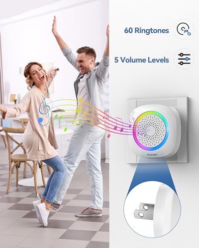 Tecknet TK-WD895 Wireless Doorbell, Plug And Play, Ip66 Waterproof Doorbell With Rgb Light, 1300Ft Door Bell Kit thumb #2