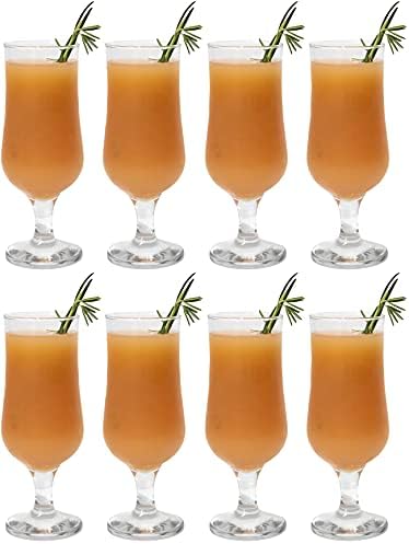 Patzino Premier Collection 8 Piece Hurricane Glass Set - Perfect For Pina Coladas, Daiquiris, Juice, Mojitos, Full-Bodied Beer, Water, and Other Cocktails (Bloom Hurricane Glass (12.5 oz) - 8 Piece)