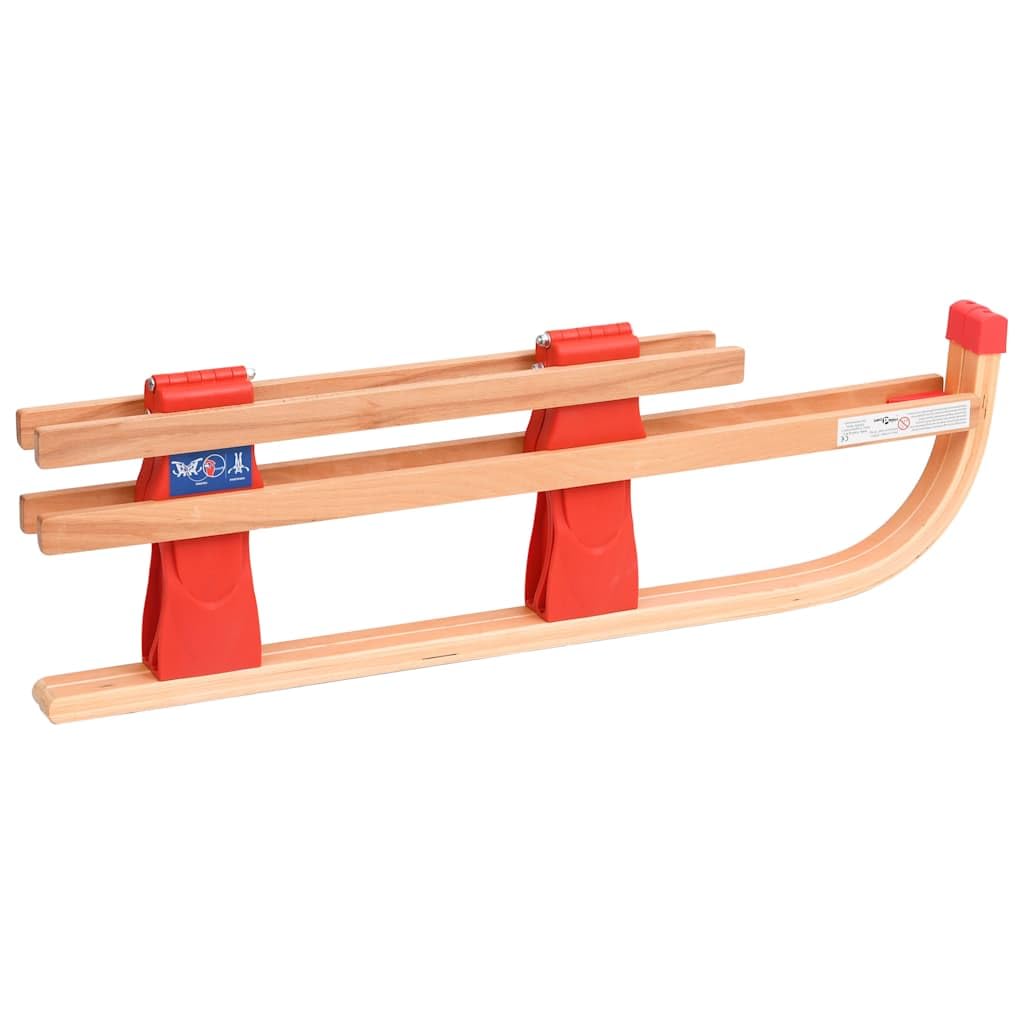 Klappschlitten Holz mit Rückenlehne robuste Metallkufen Zugseil faltbar leicht Kinder Erwachsene Winter Outdoor Berg Piste Rodel Spaß