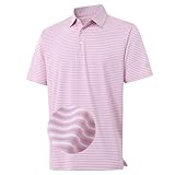 M MAELREG Golf Shirts for Men Dry Fit Striped Performance Lightweight Collared Casual Mens Polo Shirts Short Sleeve