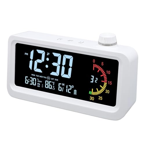 YUEHISY Despertador Digital, Pantalla de Alarma Moderna de Gran Pantalla, Pantalla de Temperatura de Fecha Electrónica LED, Detección de Humedad y Temperatura, para Niños Mayores,