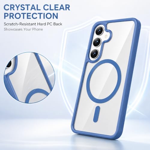 Image of MAGA ClearBack Case Cover for Samsung Galaxy A37 5G, Crystal Clear Magnetic Case Compatible with MagSafe, Hybrid Hard PC Back & Soft TPU Bumper, Shockproof Protective Cover Blue