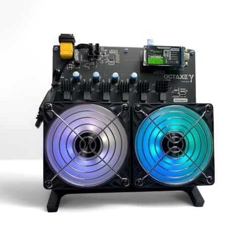NerdOCTAXE γ Rev3.1 12TH/s BTC Miner, Low Power Crypto Miner with BM1370 ASIC Chip (20J/TH), Upgraded 4000RPM RGB Fan, Custom Heatsink, Plug and Play Open Source Home/Office Desktop Mining Rig