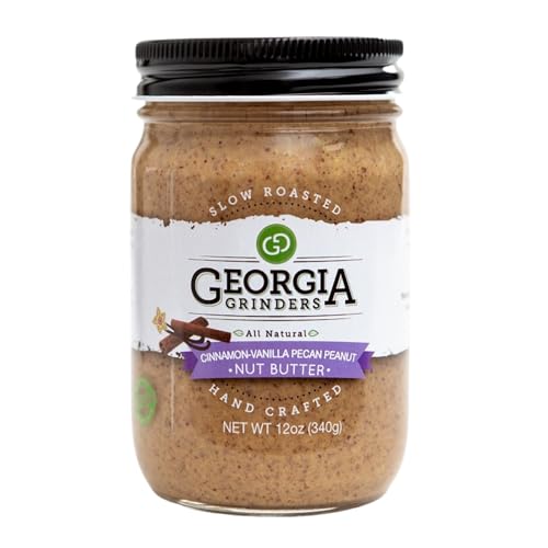 Image of Georgia Grinders Cinnamon Vanilla Pecan-Peanut Butter Blend, Non-GMO, Gluten Free, No Palm Oil, No Added Sugar, Vegan Friendly, 12 Ounce (1 Pack)