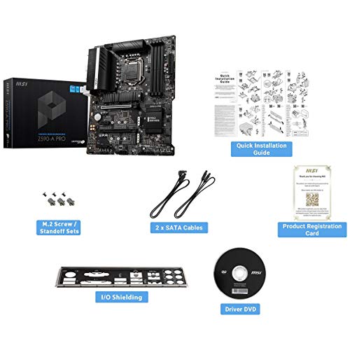 Image of MSI Z590-A PRO ProSeries Motherboard (ATX, 11th /10th Gen Intel Core, LGA 1200 Socket, DDR4, PCIe 4, M.2 Slots, USB 3.2 Gen 2, 2.5G LAN, DP /HDMI)