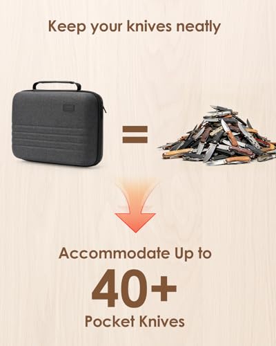 Image of SQERO Knife Case for 40+ Pocket Knives, Display Collection Case, Folding Knife Holder, Butterfly Knives Storage Organizer, Knife Storage Items
