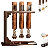 Kit infusore per sigari fatto a mano, con tubo in vetro e base in legno, tappi ermetici per aromaterapia al rum di whisky, display fai da te per gli appassionati di sigari