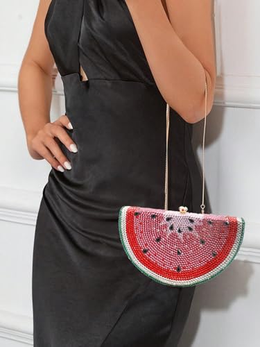Image of RomanticDesign Cute Watermelon Rhinestone Evening Clutch for Women Glitter Crystal Purse Party Cocktail Banquet Handbag