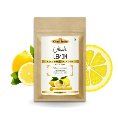 Image of Khadi Lemon Face Pack Powder 100g | For Pigmentation, Dark Sports & Breakouts | Rich in Vitamin C | Skin Brightening | Natural & Ayurvedic | Removes Impurities | Face Pack for Men & Women
