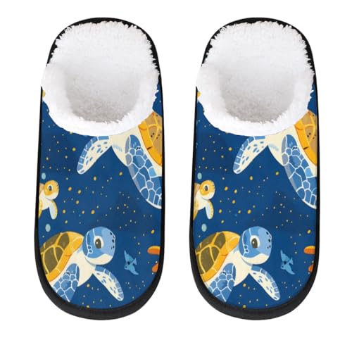 Hsnar Cute Turtles Non Slip House Slippers for Women Indoor Slippers for Men Soft House Shoes Spa Slippers, L