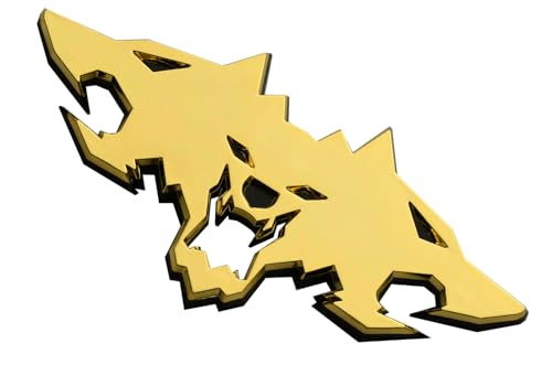 Image of Wolf Pack Emblems 3D Logo Car Badge Side Rear Styling Decal Sticker Compatible with Tesla Cybertruck Cyberbeast Motorcycles (Golden)