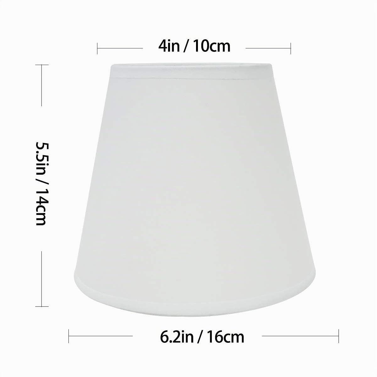 2 Paralumi E14/E27 per Lampade da Tavolo,Lampadari di Cristallo,Paralume Superiore 10 cm x Altezza14 cm x Inferiore 16 cm Bianco