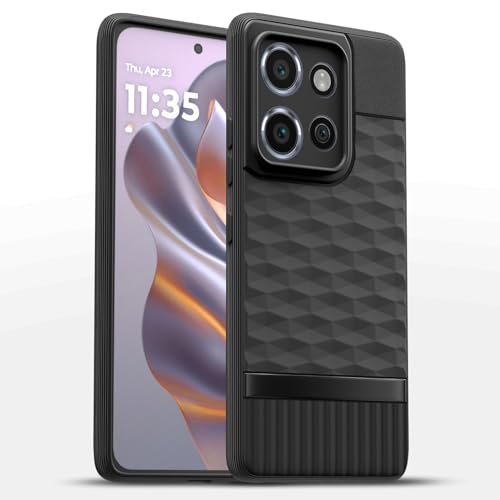 Image of Pikkme Back Cover for Moto Edge 50 Neo 5G Camera Protection 3D Hexa Cube Design Silicone Protective Bumper Case (Black)