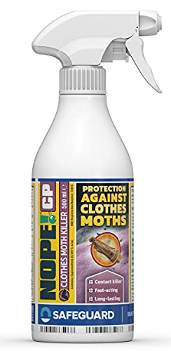 NOPE! CP Moth Killer Spray (500ml) - Fast acting, Odourless, Long-lasting Moth Repellent for Home, Wardrobe & Carpets. HSE certified.